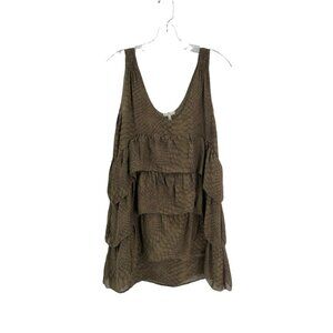 Joie Silk Green Crocodile Print Layered Ruffled Dress Sleeveless Size XS